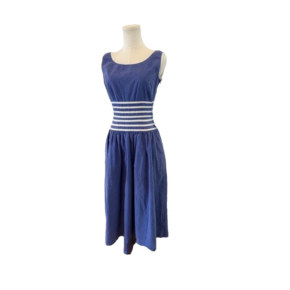 Vintage Lanz Originals Dirndl Prairie Dress‎ Blue Cottagecore Oktoberfest Midi - Picture 2 of 6